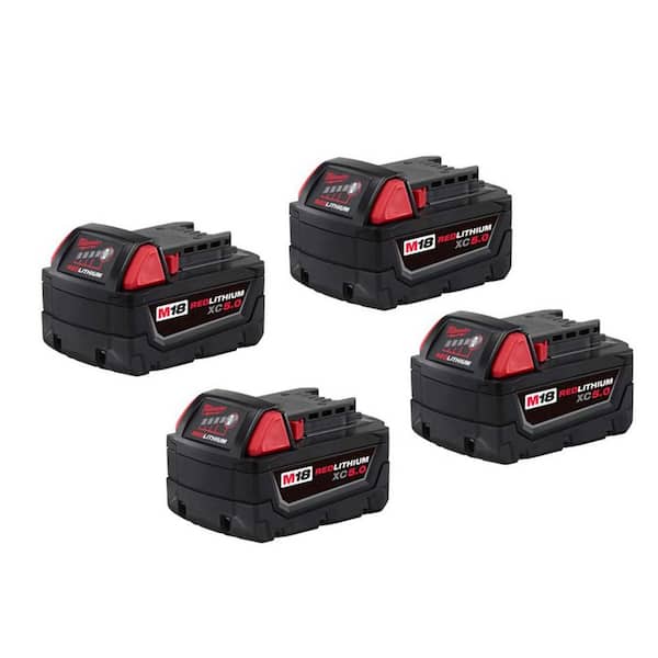 M18 18-Volt 5.0 Ah Lithium-Ion XC Extended Capacity Battery Pack (4-Pack)