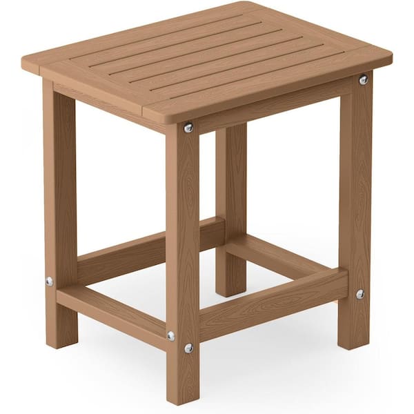 Mximu 16.73 in. H Teak Square Single Layer Plastic Adirondack Outdoor Patio Side Table