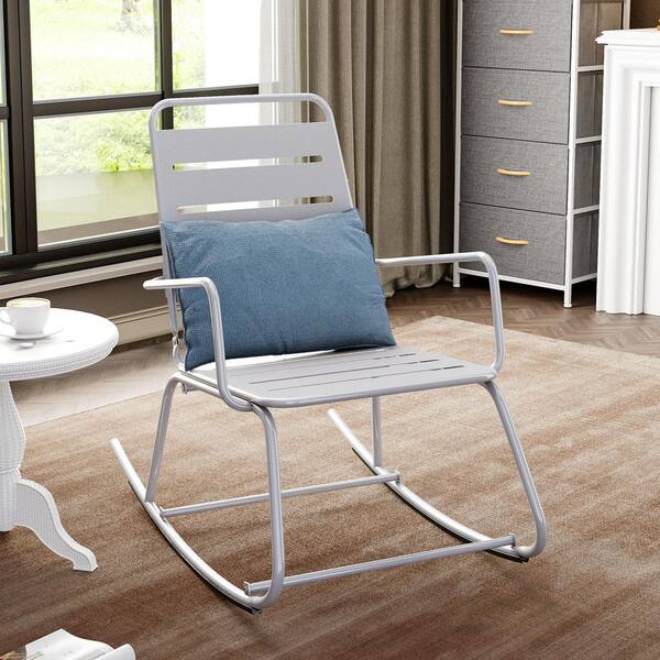 Crestlive Products 1Piece Metal Outdoor Rocking Chair in Gray CL