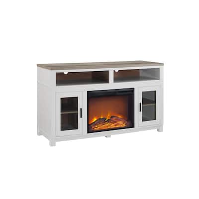Carver White Electric Fireplace 60 in. TV Stand