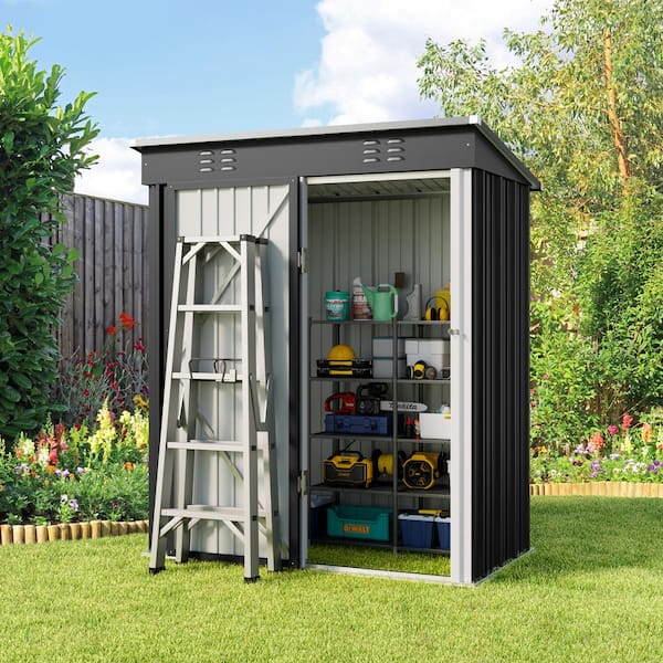 Lofka 5 ft. W x 3 ft. D Gray Outdoor Storage Metal Shed with