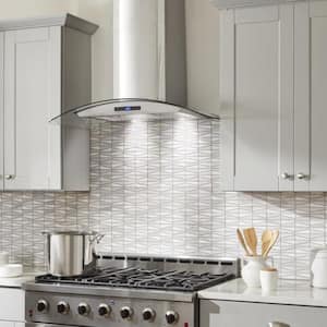 Avellino 36 in. 500CFM Convertible Glass Wall Mount Range Hood in Stainless Steel with Charcoal Filters and LED Lighting