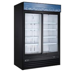 53 in. W 45 cu. ft. Two Sliding Glass Door Commercial Merchandiser Refrigerator Reach In in Black