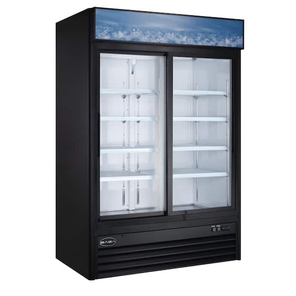 SABA 53 in. W 45 cu. ft. Two Sliding Glass Door Commercial Merchandiser Refrigerator Reach In in Black