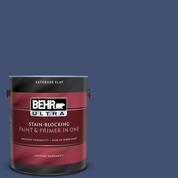 BEHR ULTRA 1 gal. #UL240-22 Signature Blue Flat Exterior Paint and Primer in One