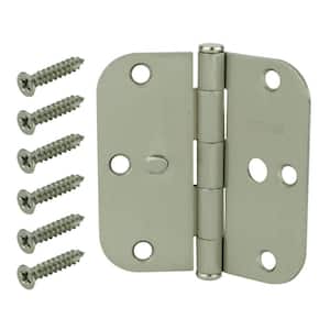 3-1/2 in. x 5/8 in. Radius Satin Nickel Security Door Hinge Value Pack (18-Pack)