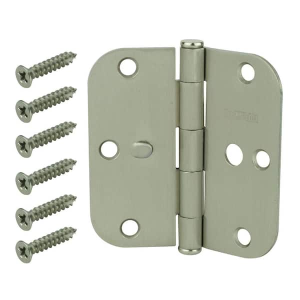 3-1/2 in. x 5/8 in. Radius Satin Nickel Security Door Hinge Value Pack (18-Pack)