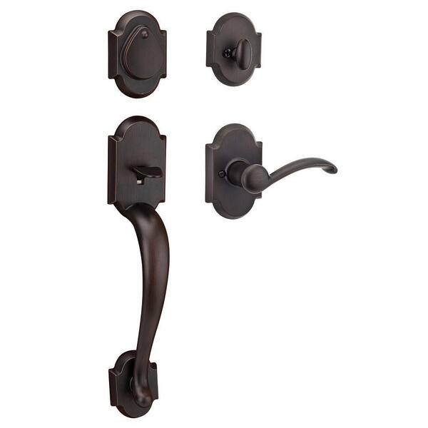 Kwikset Austin Venetian Bronze Single Cylinder Door Handleset with Austin Entry Door Handle Featuring SmartKey Security