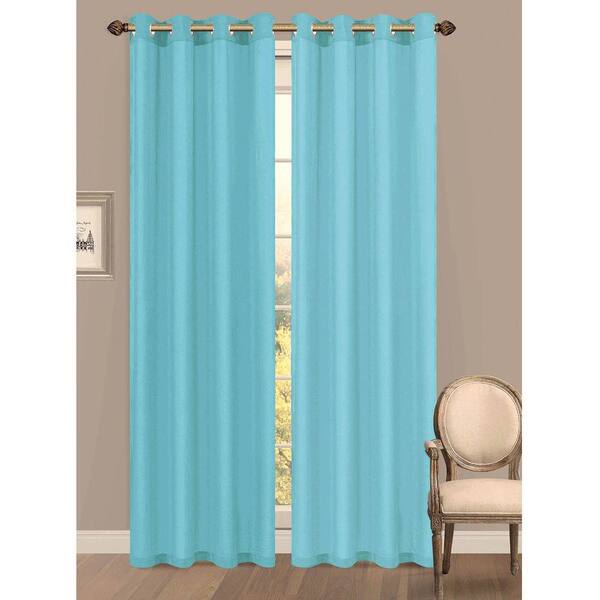Window Elements Semi-Opaque Primavera Crushed Microfiber 55 in. W x 84 in. L Grommet Extra Wide Curtain Panel in Light Blue