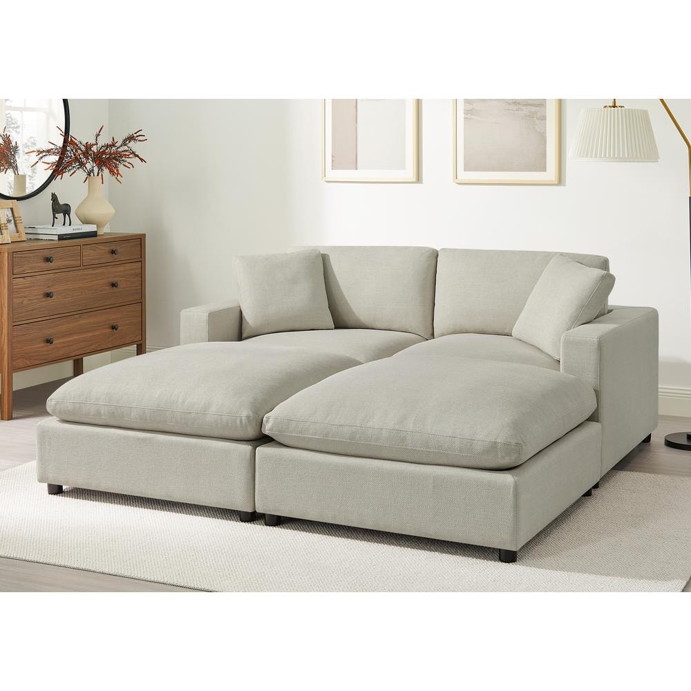 Casella 80 in. Square Arm 4-Piece Polyester Fabric Straight Sectional Sofa 