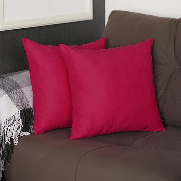 MIKE & Co. NEW YORK Decorative Farmhouse Pink 20 in. x 20 in. Square Solid Color Throw Pillow Set of 2