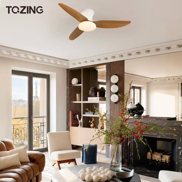 TOZING 40 in. Smart Indoor Wood Low Profile Standard Small Flush