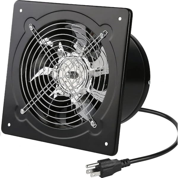 7.5 in. 40-Watt Black Through-Wall Exhaust Fan with Plug, Pure Copper Motor for Kitchen and Commercial Ventilation