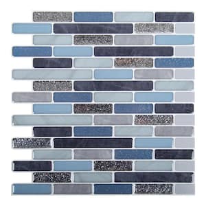 6-Pieces 10 in. x 10 in. Blue Truu Design Self-Adhesive Peel and Stick Accent Wall Tiles