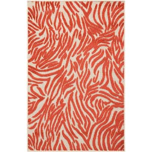 Aloha Red doormat 3 ft. x 4 ft. Animal Print Modern Indoor/Outdoor Patio Kitchen Area Rug