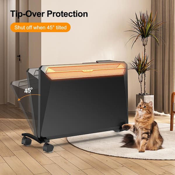 Edendirect 1500 W 16.26 in Electric Ceramic Convection Space Heater in Black  with Tip-Over protection, Overheat protection, Timer BQHEA07 - The Home  Depot