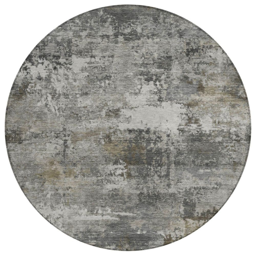 Chantille Machine Washable Indoor/Outdoor Abstract ACN2368 Gray 8 ft. x 8 ft. Round Rug price history on PriceWatchPro
