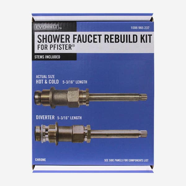 Shower Valve Repair Kit in Chrome Finish with Clear Acrylic Round Knobs for Price Pfister