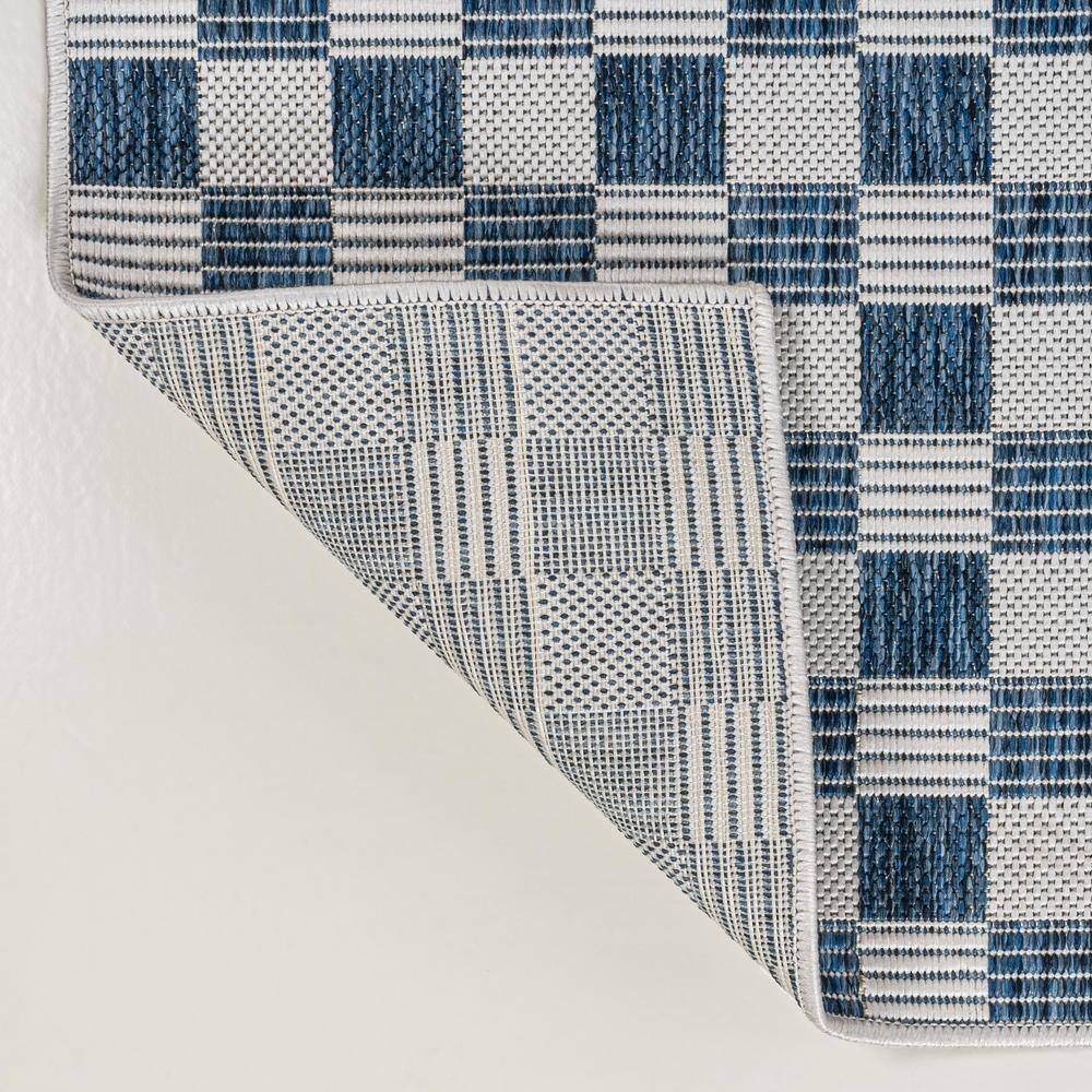 Aimee Navy and Cream Synthetic Checkerboard 3 x 5 Area Rug