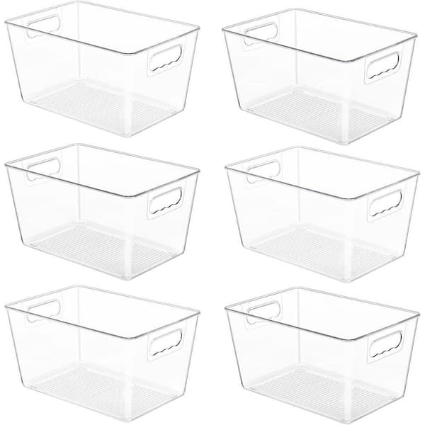 Clear Organizer Series 6-Shelf Transparent Bin Set with Handle Kitchen Cabinet Freezer Pantry Bathroom Storage