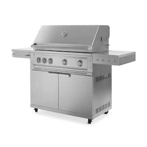 Outdoor Kitchen 40 in. Natural Gas 5-Burner Stainless Steel Grill Cart with Platinum Grill