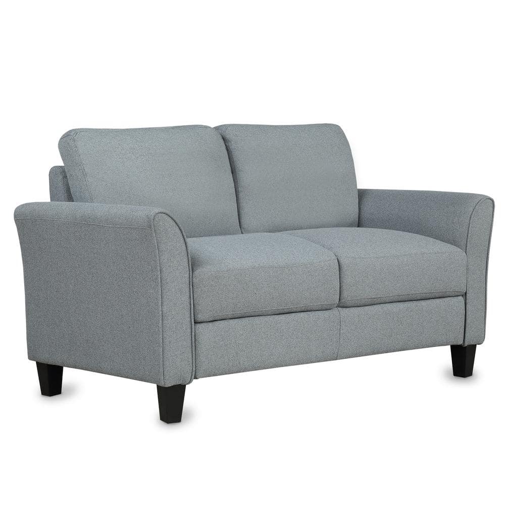 53.7 in. W Flared Arm Fabric Modern Double Seat Straight Sofa in Gray