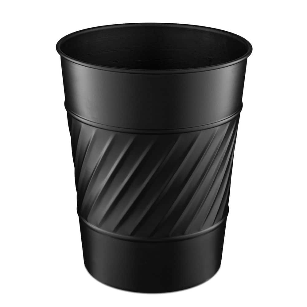 Embossed Black Metal Round Waste Basket
