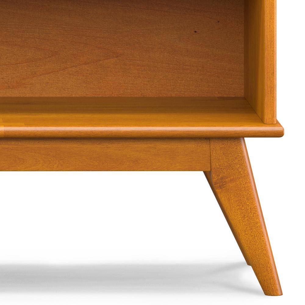 Teak Brown Lacquered Rubberwood Mid-Century Modern 4-Shelf Bookcase
