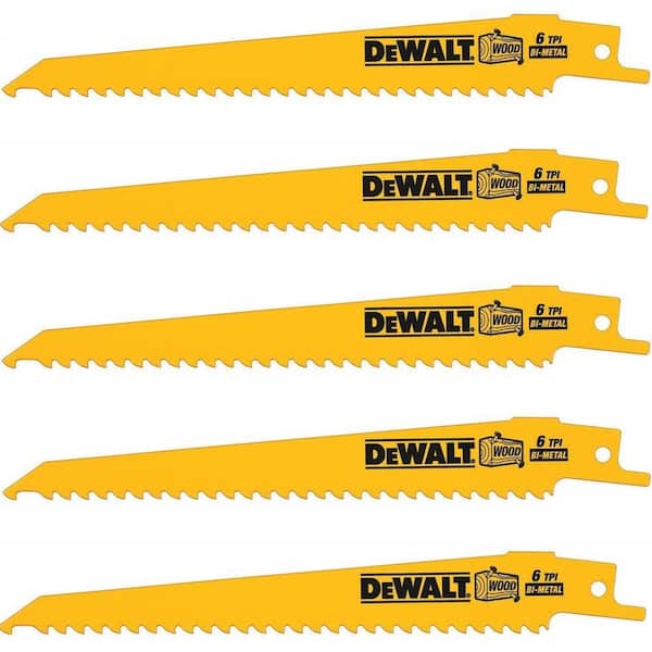 DEWALT 6 in. 3 TPI Taper Back Bi-Metal Reciprocating Saw Blade (5-Pack)