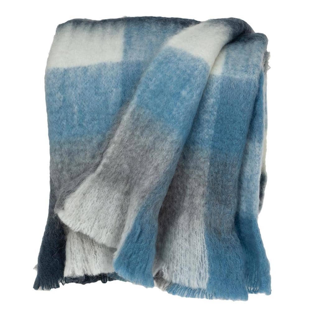 Cabino Lodge Blue and Gray Wool Blend Throw Blanket