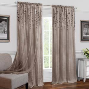 Willow 42 in. W x 84 in. L Polyester Light Filtering Window Panel in Toffee