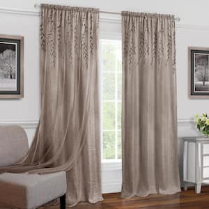 Willow 42 in. W x 63 in. L Polyester Light Filtering Window Panel in Toffee