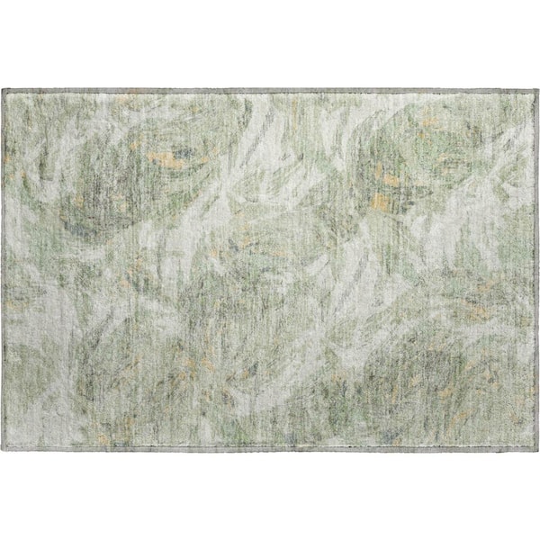 Mayfield Premium Machine Washable Abstract AMF2387 Celery 2 ft. x 3 ft. Accent Rug
