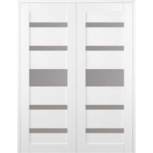 Gina 48 in. x 84 in. Both Active 5-Lite Bianco Noble Wood Composite Double Prehung Interior Door