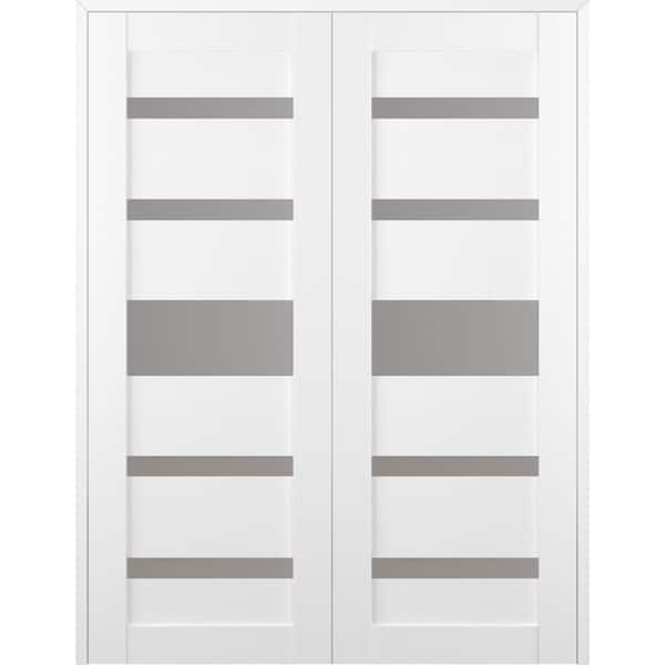 Belldinni Gina 56 in. x 80 in. Both Active 5-Lite Bianco Noble Wood Composite Double Prehung Interior Door