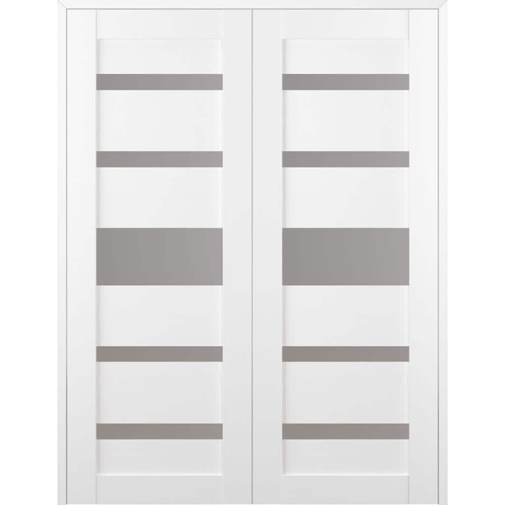 Gina 64 in. x 80 in. Both Active 5-Lite Bianco Noble Wood Composite Double Prehung Interior Door price history on PriceWatchPro