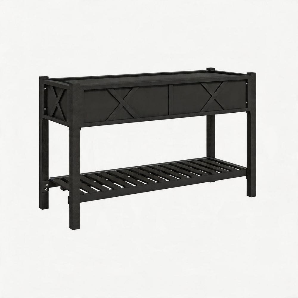 Black 2-Tier Wood Elevated Planter Box with Storage Shelf (47.2 in. L x 21.7 in. W x 31.5 in. H) price history on PriceWatchPro
