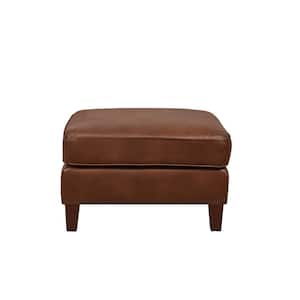 Ashby Pecan 100% Leather Ottoman