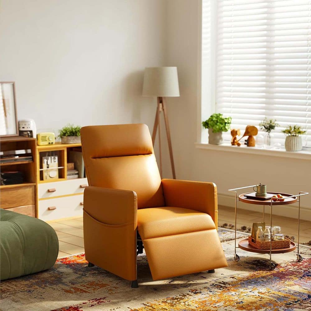 Brown Leather Electric Recliner Chairs Modern Single Sofa Chair Home Theate