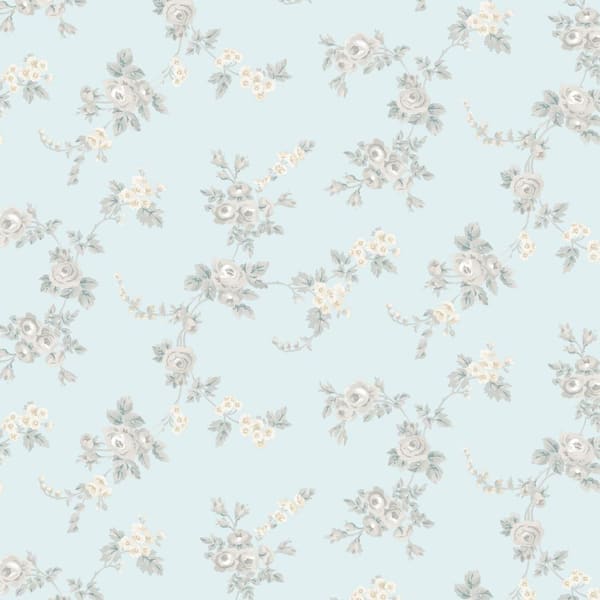 Norwall Chic Rose Turquoise, Greys & Yellow Vinyl Wallpaper (Covers 55 sq. ft.)