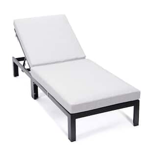 Chelsea Modern Aluminum Outdoor Chaise Lounge Chair With Light Grey Cushions