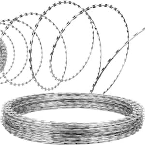 Razor Wire 246 ft. Galvanized Barbed Wire Razor Ribbon Barbed Wire 5 Coils 49 ft. Per Roll Garden Fence