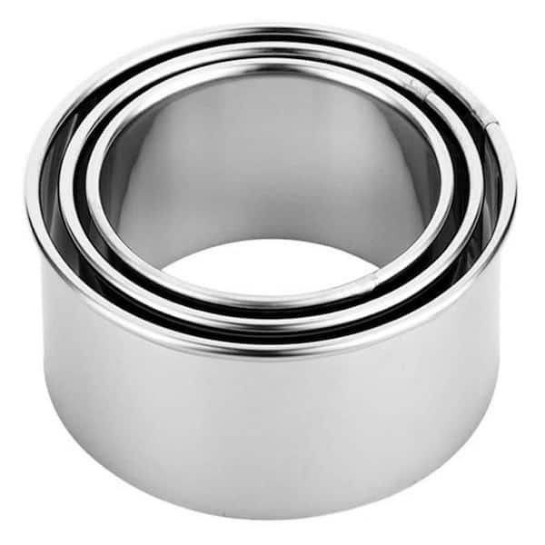 3-Piece Stainless Steel Cookie Cutters Set with Rolled Edges for Baking and Cooking, Round Pastry Molds