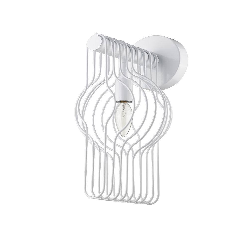 Sleek White Steel Dimmable Wall Sconce, 7.75in