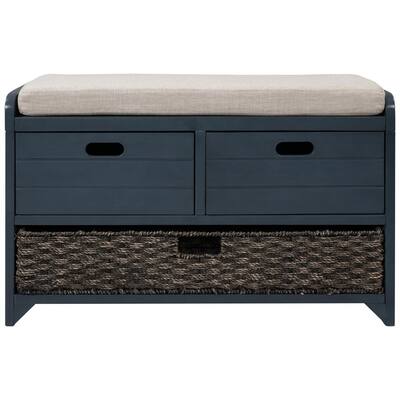 Liberty Navy Blue Storage Bench with Basket (32 in. W x 12 in. D x 20 in. H)