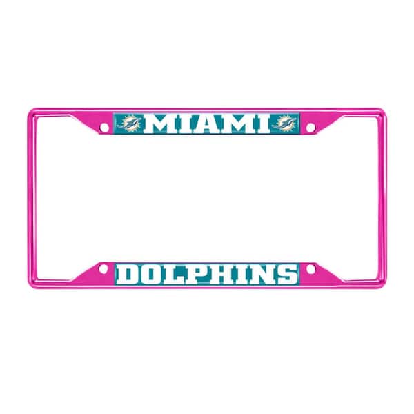 FANMATS Universal Fit NFL - Miami Dolphins License Plate Frame - Pink