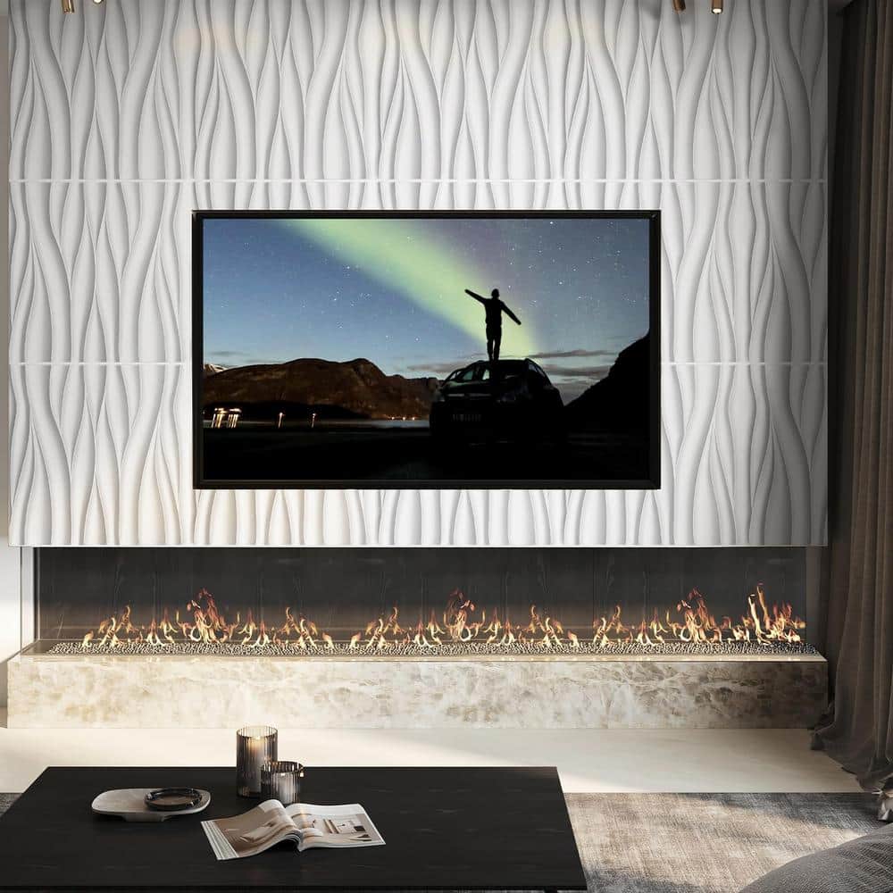 Wave Design White PVC 3D Wall Panels 19.7" x 19.7"