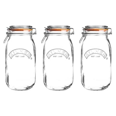 Mason Craft and More 3-Piece Belly Glass Kitchen Canister Set with Lids  TTU-B9023-EC - The Home Depot