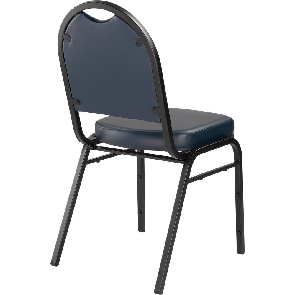 Midnight Blue Vinyl Armless Stacking Chair with Black Metal Frame