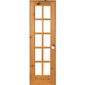 24 in. x 80 in. Knotty Alder Left-Handed 10-Lite Clear Glass Clear Stain Wood Single Prehung Interior Door